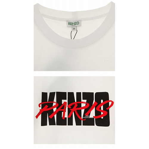 [겐조] 19SS 5TS018 4SA 01 파리 로고 프린팅 클래식 핏 반팔티셔츠 화이트 남성 티셔츠 / TR,KENZO
