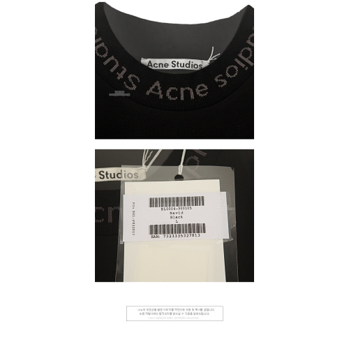[아크네] 19FW BL0004 900 나비드 넥로고 반팔 티셔츠 블랙 남성 티셔츠 / TR,ACNE STUDIOS
