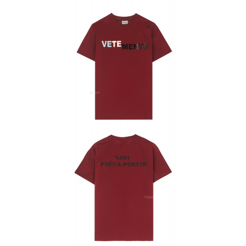 [베트멍 쁘레] 18FW FW18V028 WI 리플렉션로고 라운드 반팔티셔츠 와인 여성 티셔츠 / TLCW,VETEMENTS
