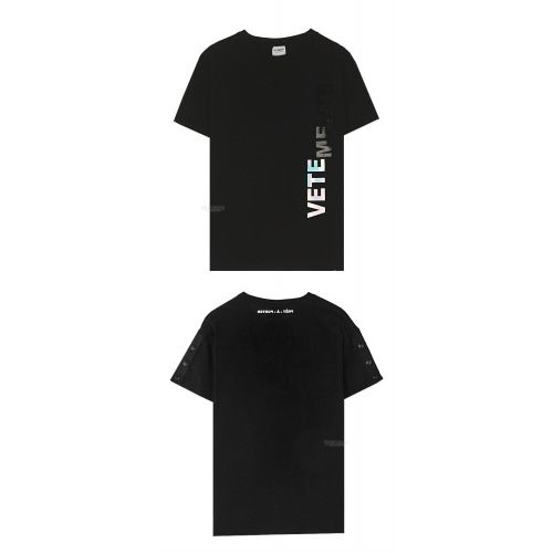 [베트멍 쁘레] 18FW FW18V029 B 세로로고 라운드 반팔티셔츠 블랙 여성 티셔츠 / TLCW,VETEMENTS