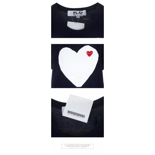 [꼼데가르송] AZ-T183-051-1 쌍하트 레드와펜 반팔티셔츠 네이비 여성 티셔츠 / TS,COMME DES GARCONS