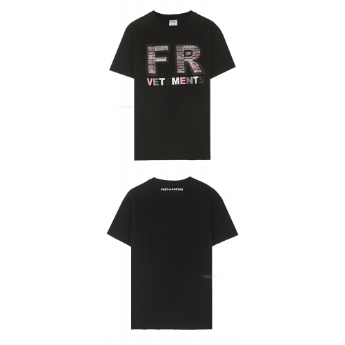 [베트멍 쁘레] 18FW FW18V020 B FR로고 라운드 반팔티셔츠 블랙 여성 티셔츠 / TLCW,VETEMENTS