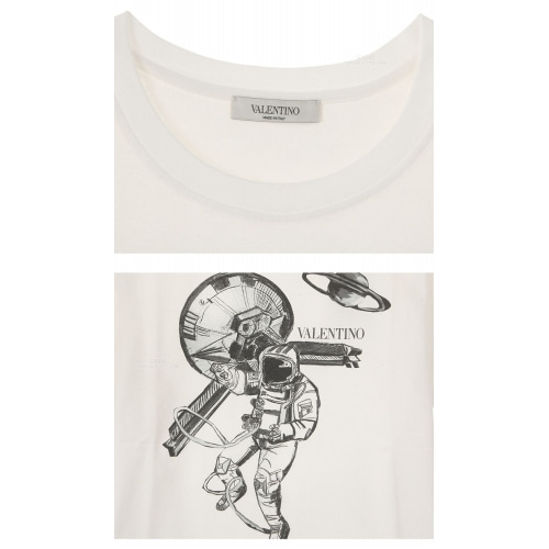 [발렌티노] 20SS TV3MG05D615 0BO 스페이스 프린팅 반팔티셔츠 화이트 남성 티셔츠 / TFN,VALENTINO