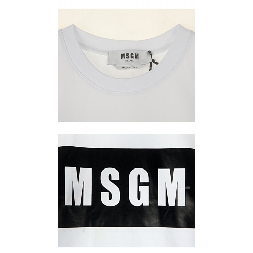 [MSGM] 20SS 2840MM67 207098 01 박스 로고 반팔 화이트블랙 남성 티셔츠 / TR,MSGM