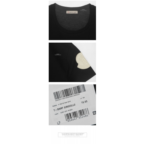 [몽클레어] 20SS 8C71600 V8102 999 화이트 로고패치 반팔티셔츠 블랙 여성 티셔츠 / TJ,MONCLER