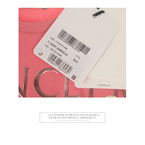 [몽클레어] 20SS 8C71510 V8094 52L 로고패치 라운드 반팔티셔츠 핑크 여성 티셔츠 / TJ,MONCLER
