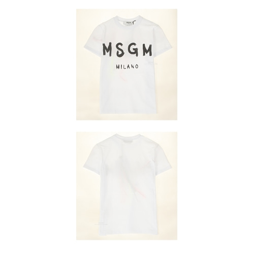[MSGM] 20SS 2842MDM160 207498 01 필기로고 라운드 반팔티셔츠 화이트 여성 티셔츠 / TR,MSGM