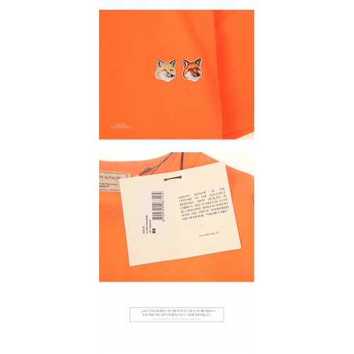 [메종키츠네] EU00134KJ0008 OR 더블폭스헤드 라운드 반팔티셔츠 오렌지 공용 티셔츠 / TFN,MAISON KITSUNE