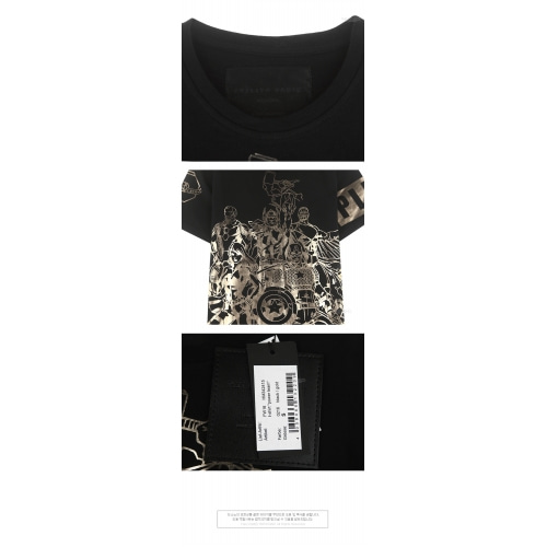 [필립플레인] HM342415 0216 파워팀 라운드 반팔 티셔츠 블랙골드 남성 티셔츠 / TR,자체브랜드