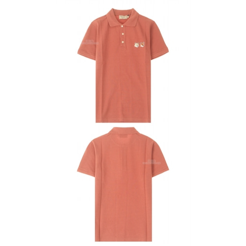 [메종키츠네] EM00208KJ7002 DPI 더블폭스 패치 폴로 티셔츠 다크 핑크 남성 티셔츠 / TEO,MAISON KITSUNE