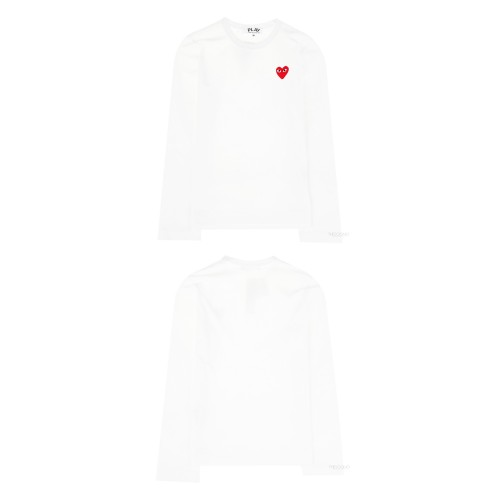 [꼼데가르송] AZ-T117-051-2 레드와펜 라운드 긴팔티셔츠 화이트 여성 티셔츠 / TS,COMME DES GARCONS