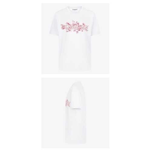 [지방시] BM710W3002 100 SCHEMATICS 로고 라운드 반팔티셔츠 화이트 남성 티셔츠 / TR,GIVENCHY