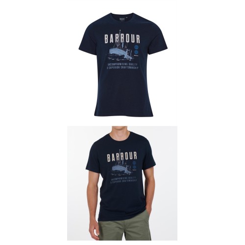 [바버] MTS0818NY91 스톰 로고 프린팅 반팔티셔츠 네이비 남성 티셔츠 / TR,BARBOUR