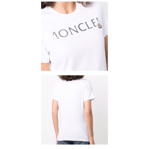 [몽클레어] 8C00024 829FB 001 레터링 로고패치 라운드 반팔티셔츠 화이트 여성 티셔츠 / TTA,MONCLER