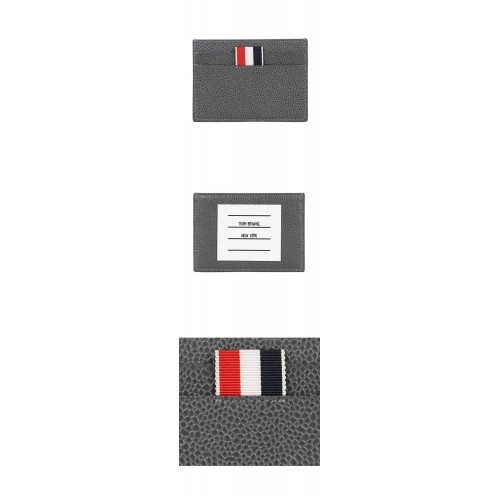 [톰브라운] MAW290A 00198 025 싱글 페이퍼 라벨 페블 그레인 카드 홀더 다크 그레이 지갑 / TR,THOM BROWNE