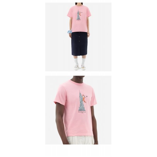 [메종키츠네] IU00163KJ0008 P619 올리 엠파이어 폭스 프린팅 라운드 반팔티셔츠 버블 검 핑크 공용 티셔츠 / TJ,MAISON KITSUNE