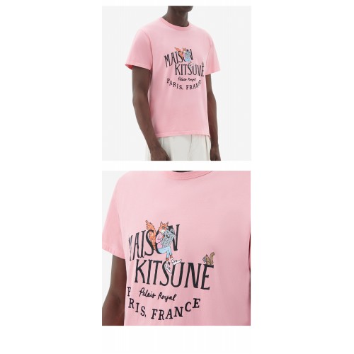 [메종키츠네] IM00105KJ0008 P619 올리 팔레 폭스 프린팅 자수 라운드 반팔티셔츠 버블 검 핑크 남성 티셔츠 / TJ,MAISON KITSUNE
