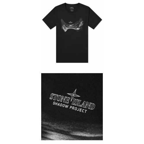 [스톤아일랜드] 76192011B V0029 쉐도우 프로젝트 네오 플로라 로고 라운드 반팔티셔츠 블랙 남성 티셔츠 / TJ,STONE ISLAND