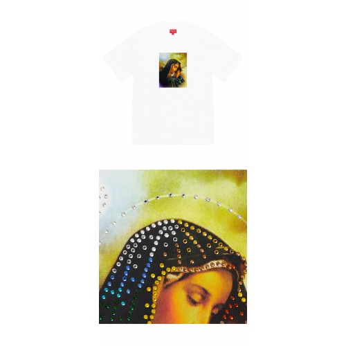 [슈프림] FW22KN47 WH 마리아 라인스톤 프린팅 반팔 티셔츠 화이트 공용 티셔츠 / TSH,SUPREME