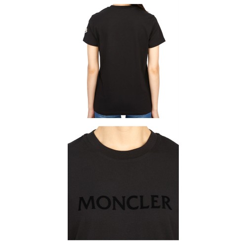 [몽클레어] 8C00012 829HP 999 로고자수 라운드 반팔티셔츠 블랙 여성 티셔츠 / TJ,MONCLER
