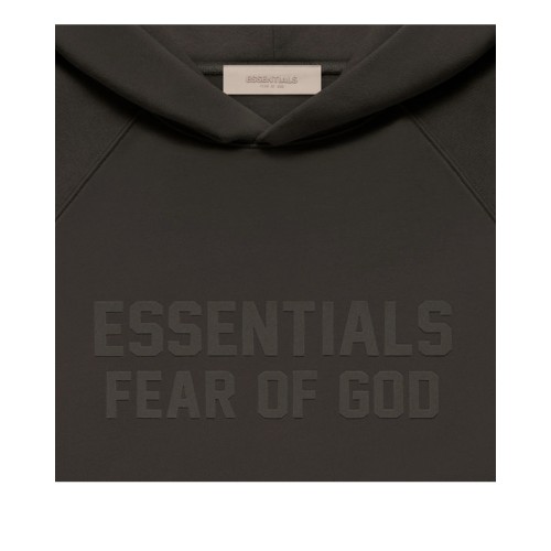 [피어오브갓] 192SU222055F BK 에센셜 로고 풀오버 기모 후드 오프블랙 남성 티셔츠 / TEO,FEAR OF GOD