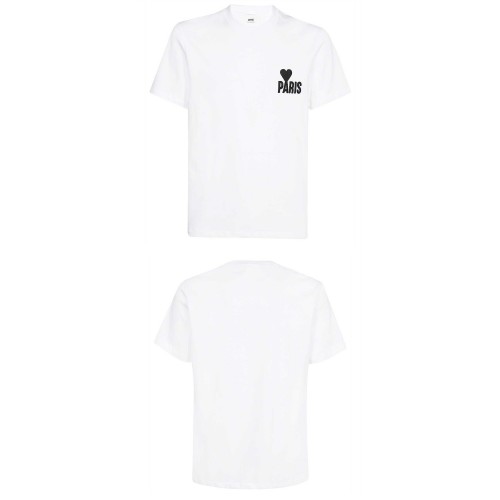 [아미] UTS014.701 100 아미파리스 로고 라운드 반팔티셔츠 화이트 남성 티셔츠 / TLS,AMI