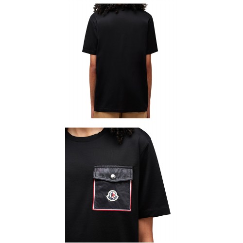 [몽클레어] 8C00056 8390Y 999 포켓 로고패치 라운드 반팔티셔츠 블랙 남성 티셔츠 / TJ,MONCLER