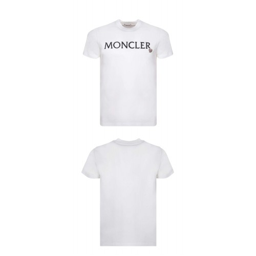 [몽클레어] 8C00016 829HP 033 로고자수 라운드 반팔티셔츠 화이트 여성 티셔츠 / TJ,MONCLER