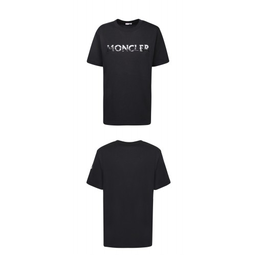 [몽클레어] 8C00028 829HP 999 스팽글로고 라운드 반팔티셔츠 블랙 여성 티셔츠 / TJ,MONCLER