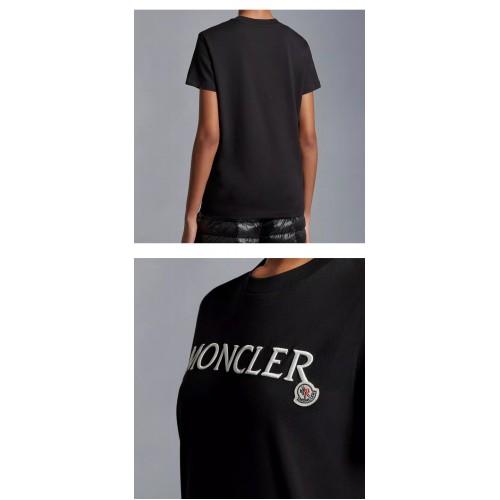 [몽클레어] 8C00016 829HP 999 로고자수 라운드 반팔티셔츠 블랙 여성 티셔츠 / TJ,MONCLER