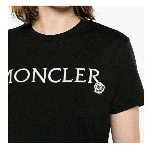 [몽클레어] 8C00006 829HP 999 로고 자수 라운드 반팔티셔츠 블랙 여성 티셔츠 / TJ,MONCLER