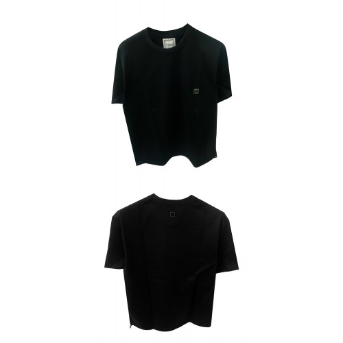 [우영미] W241TS11708B 스틸로고 라운드 반팔티셔츠 블랙 남성 티셔츠 / TTA,WOOYOUNGMI