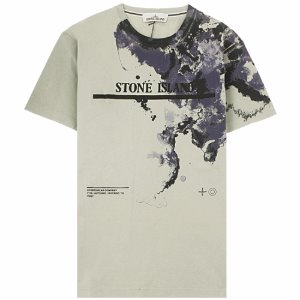 [스톤아일랜드] 19FW 71152NS87 V0064 월드 로고 프린팅 반팔티셔츠 옐로우 그린 남성 티셔츠 / TR,STONE ISLAND