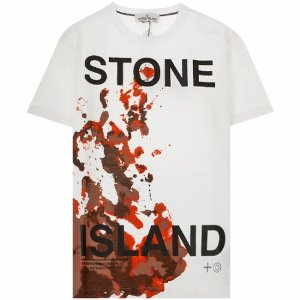 [스톤아일랜드] 19FW 71152NS86 V0099 로고프린팅 라운드 반팔티셔츠 화이트 남성 티셔츠 / TR,STONE ISLAND