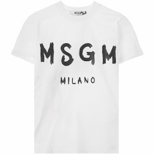 [MSGM] 20SS 2841MDM60 207298 01 페인트 로고 밀라노 라운드 반팔티셔츠 화이트블랙 여성 티셔츠 / TFN,MSGM