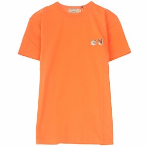 [메종키츠네] EU00134KJ0008 OR 더블폭스헤드 라운드 반팔티셔츠 오렌지 공용 티셔츠 / TFN,MAISON KITSUNE