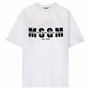 [MSGM] 20SS 2842MDM264 207498 01 로고레터링 라운드 반팔티셔츠 화이트 여성 티셔츠 / TR,MSGM