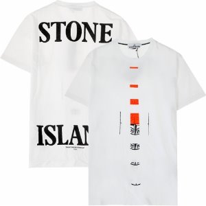 [스톤아일랜드] 20SS 72152NS90 V0001 로고자수 백프린팅 반팔티셔츠 화이트 남성 티셔츠 / TR,STONE ISLAND