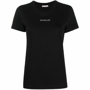[몽클레어] 8C7A610 829FB 999 자수로고 라운드 반팔티셔츠 블랙 여성 티셔츠 / TJ,MONCLER