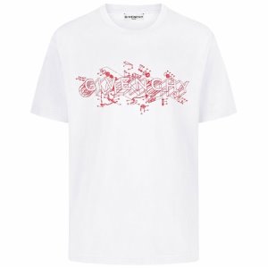 [지방시] BM710W3002 100 SCHEMATICS 로고 라운드 반팔티셔츠 화이트 남성 티셔츠 / TR,GIVENCHY
