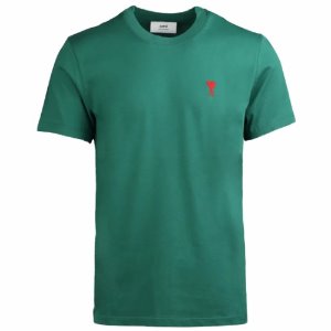 [아미] A21HJ108.723 300 하트 로고 패치 라운드 반팔 티셔츠 그린 남성 티셔츠 / TLS,AMI