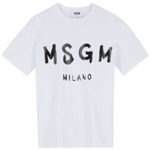 [MSGM] 2000MDM510 200002 01 밀라노 로고 반팔 티셔츠 화이트 여성 티셔츠 / TR,MSGM