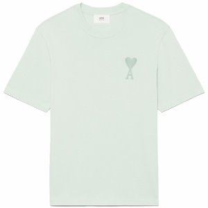 [아미] E22UTS002.726 441 하트 로고 패치 반팔 티셔츠 아쿠아 남성 티셔츠 / TJ,AMI