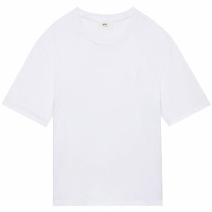[아미] UTS002.726 100 하트 로고 패치 반팔 티셔츠 화이트 공용 티셔츠 / TJ,AMI