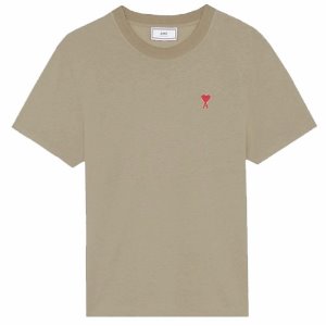 [아미] A21HJ108.723 250 하트 로고 패치 라운드 반팔 티셔츠 베이지 남성 티셔츠 / TLS,AMI