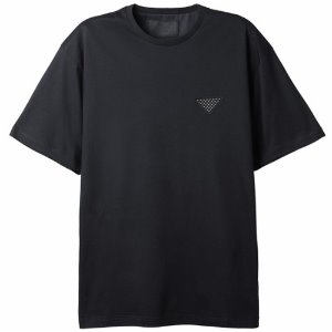 [프라다] UJN782 1Z5X F0002 삼각 스터드로고 라운드 반팔티셔츠 블랙 남자 티셔츠 / TJ,PRADA