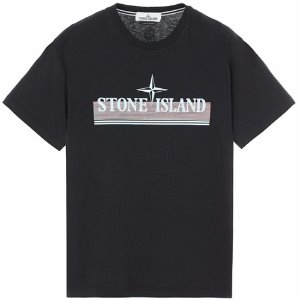 [스톤아일랜드] 22SS 76152NS92 V0029 로고 자수 프린팅 라운드 반팔 티셔츠 블랙 남성 티셔츠 / TJ,STONE ISLAND