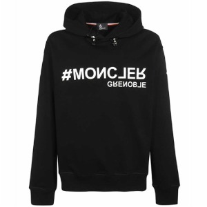 [몽클레어] 8G00008 80451 999 그레노블 로고패치 레터링 후드 티셔츠 블랙 남성 티셔츠 / TJ,MONCLER