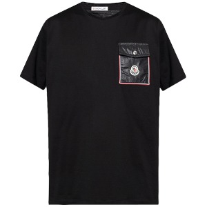 [몽클레어] 8C00056 8390Y 999 포켓 로고패치 라운드 반팔티셔츠 블랙 남성 티셔츠 / TJ,MONCLER