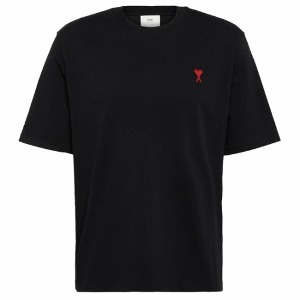 [아미] BFUTS005.726 001 하트 로고 자수 라운드 반팔 티셔츠 블랙 공용 티셔츠 / TJ,AMI